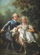 Charles of France and his sister Clotilde Francois-Hubert Drouais